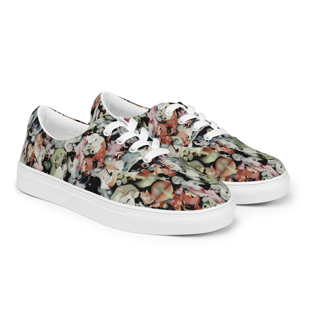 Surreal Menagerie on Men's Lace-Up Canvas Shoes — Right Front