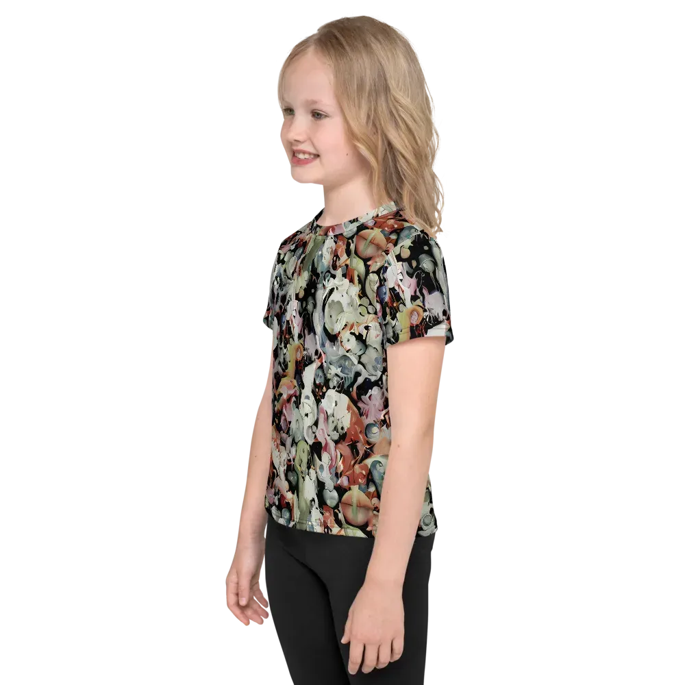 Surreal Menagerie on Kids Crew Neck T-Shirt — Left
