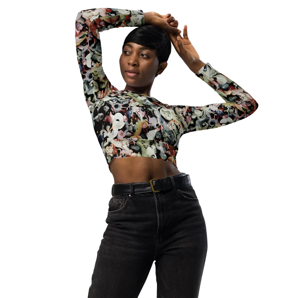 Surreal Menagerie on Long Sleeve Crop Top — Front