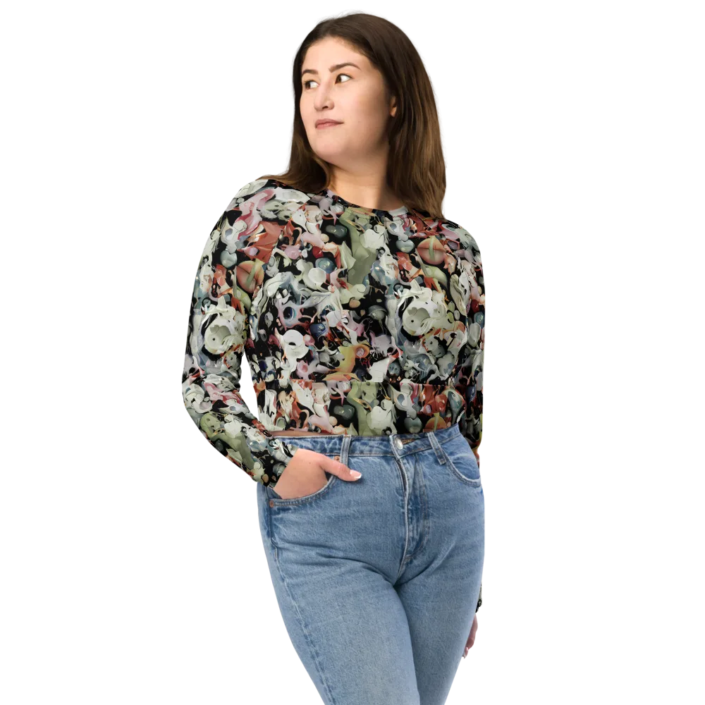 Surreal Menagerie on Long Sleeve Crop Top — Front