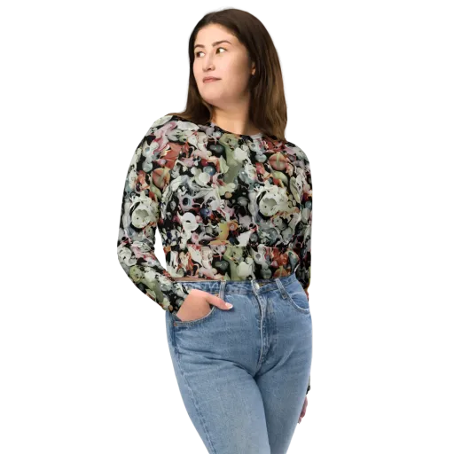 Surreal Menagerie on a Long Sleeve Crop Top