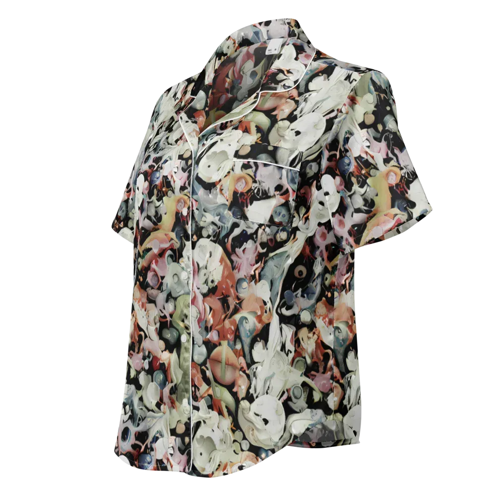 Surreal Menagerie on Women's Short Sleeve Pajama Top — Left Front