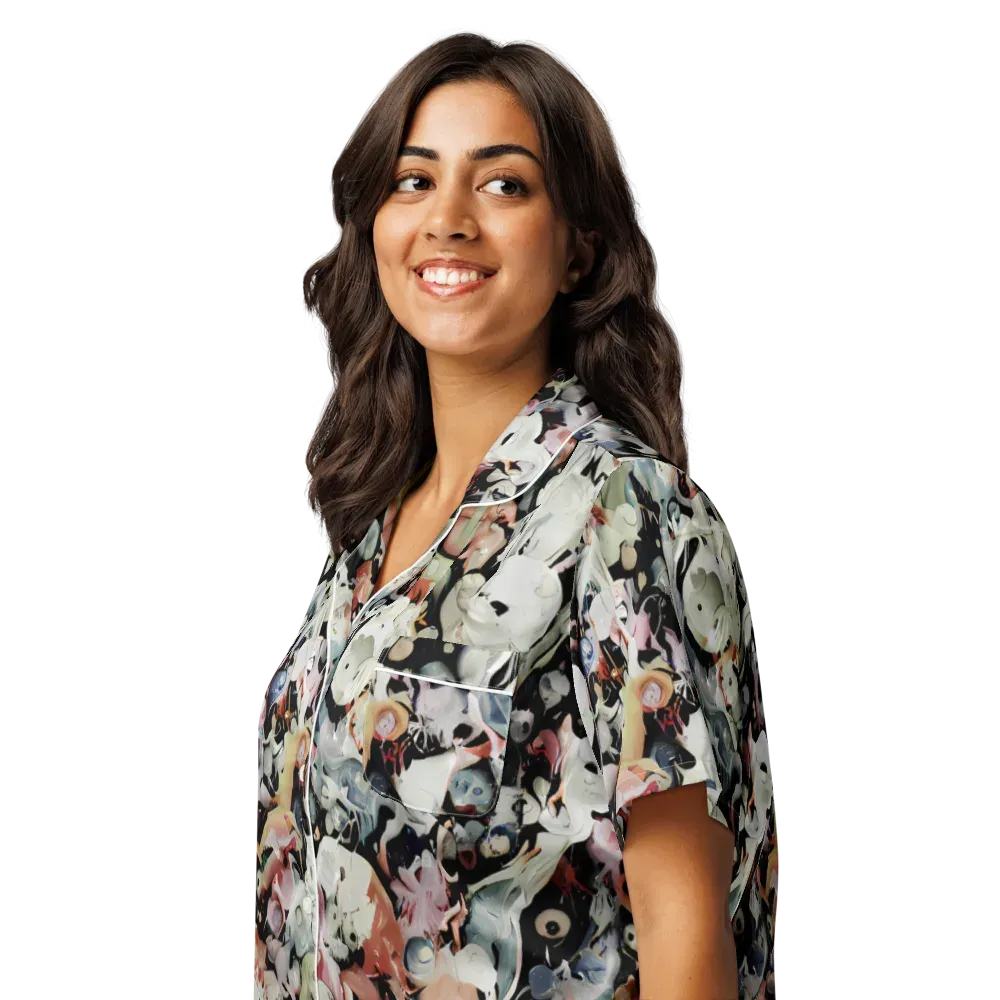 Surreal Menagerie on Women's Short Sleeve Pajama Top — Left Front