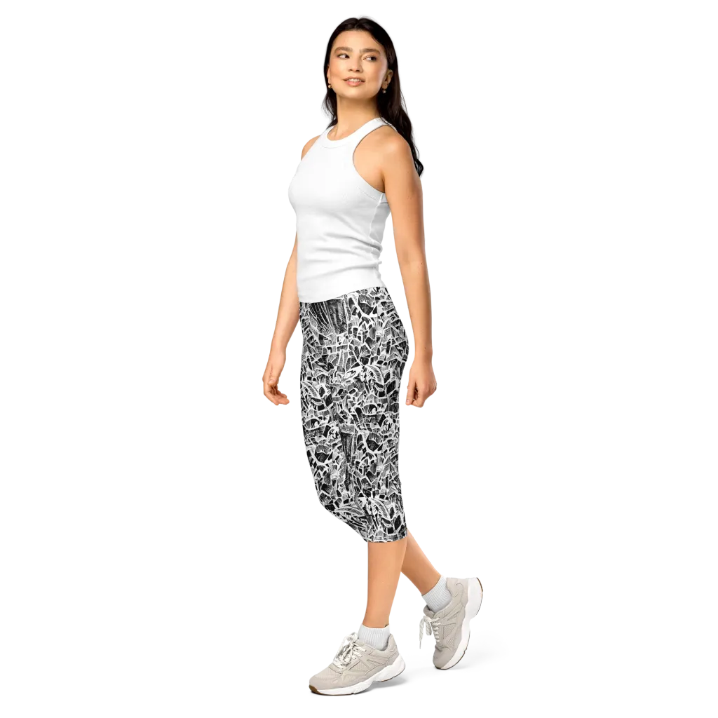 Monochrome Canopy on Capri Leggings — Left Front