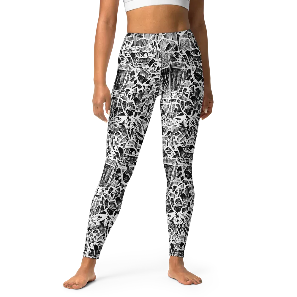 Monochrome Canopy on Yoga Leggings — Front