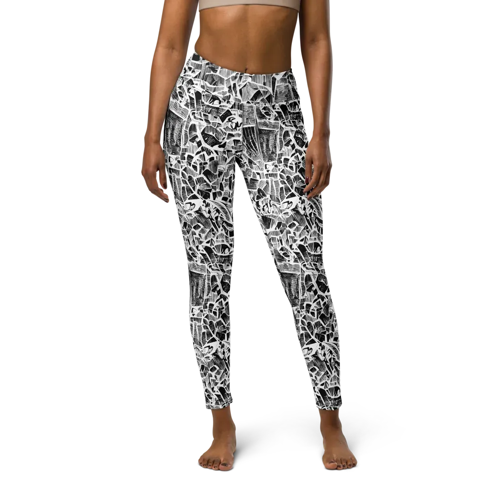 Monochrome Canopy on Yoga Leggings — Front