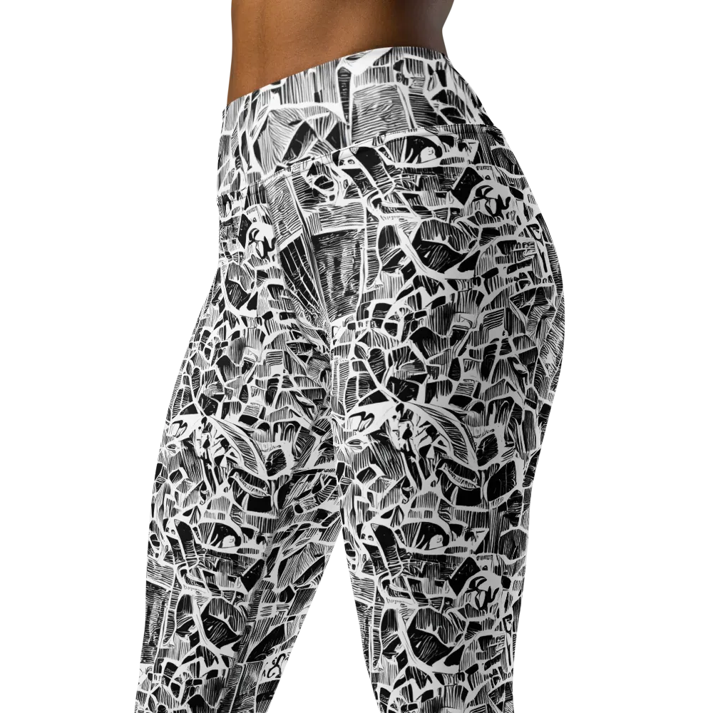 Monochrome Canopy on Yoga Leggings — Left Front