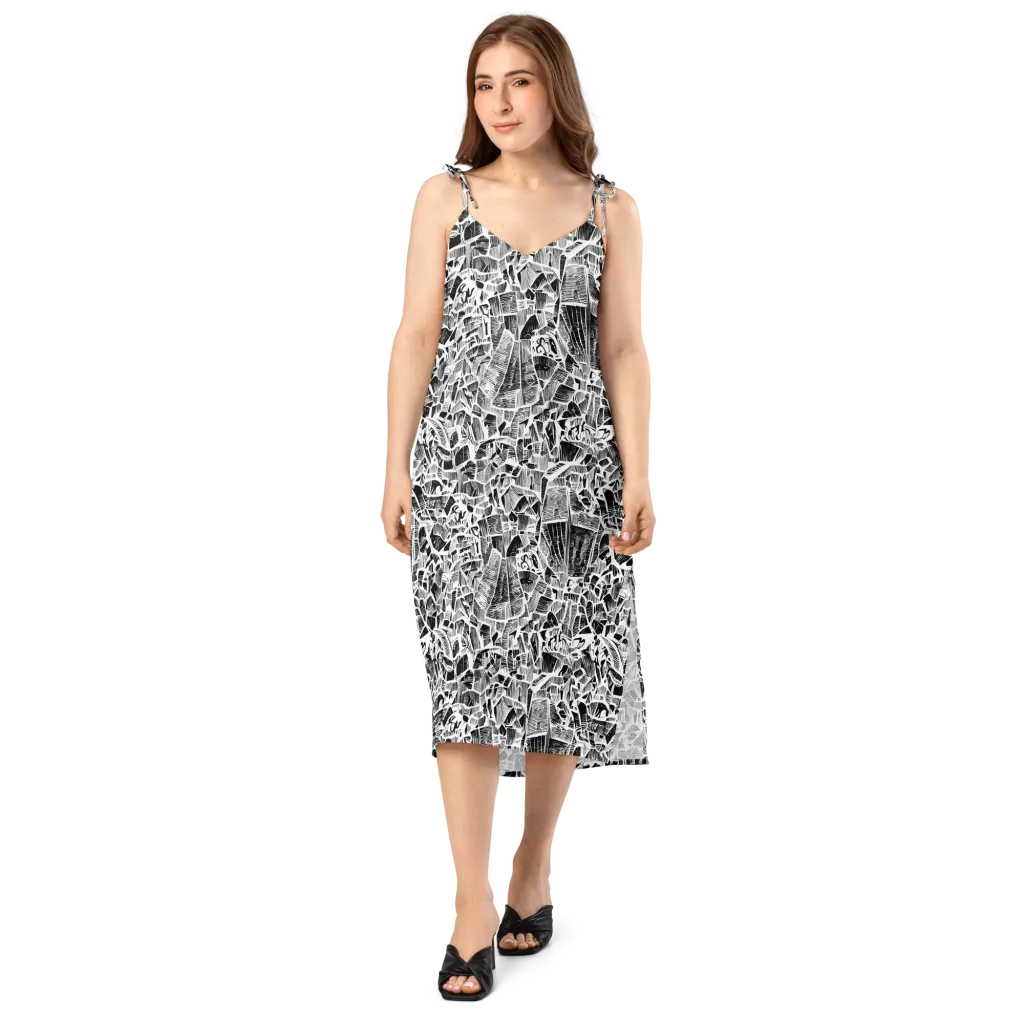 Monochrome Canopy on Slip Dress — Front