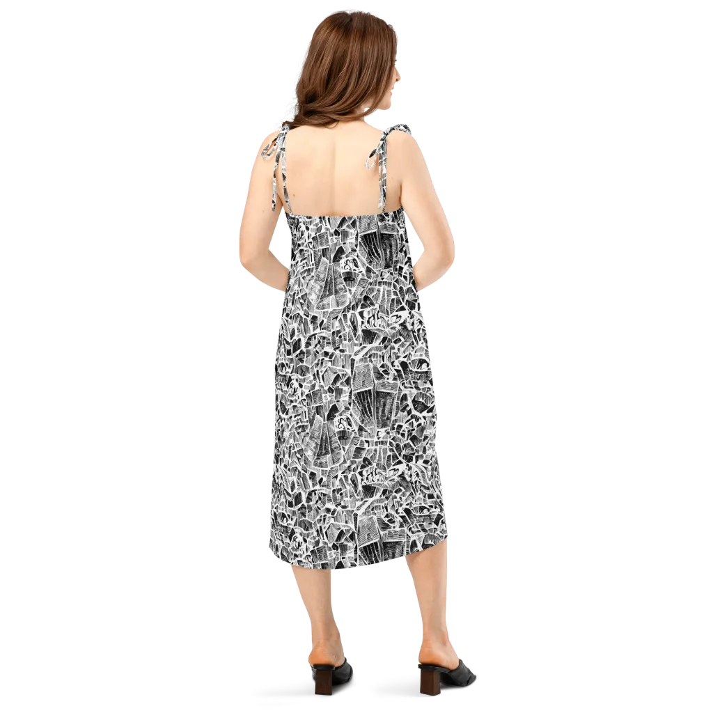 Monochrome Canopy on Slip Dress — Back