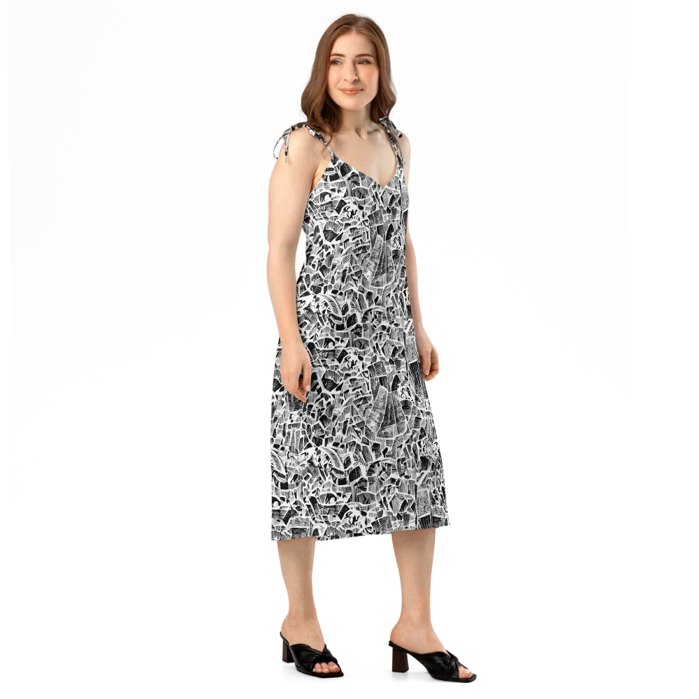 Monochrome Canopy on Slip Dress — Right Front