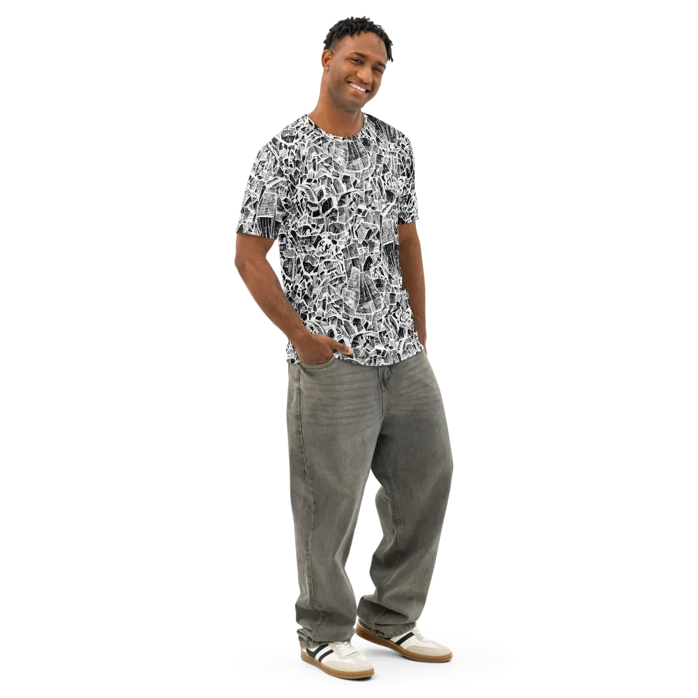 Monochrome Canopy on Men's Cotton Crew Neck T-Shirt — Right Front