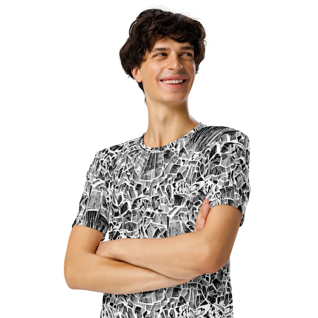 Monochrome Canopy on Men's Crew Neck T-Shirt — Left Front