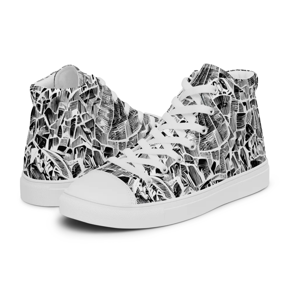 Monochrome Canopy on Men's High Top Canvas Shoes — Left