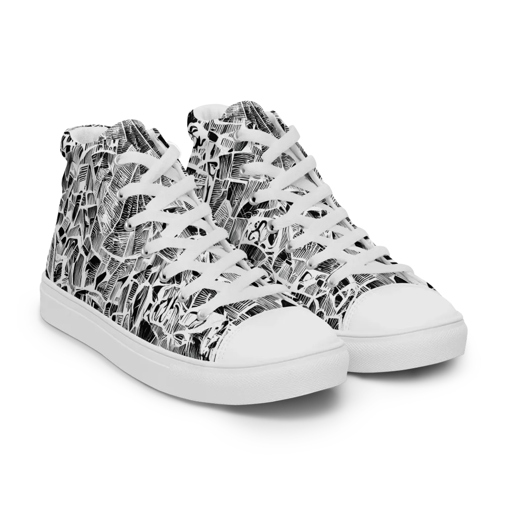 Monochrome Canopy on Women's High Top Canvas Shoes — Right Front