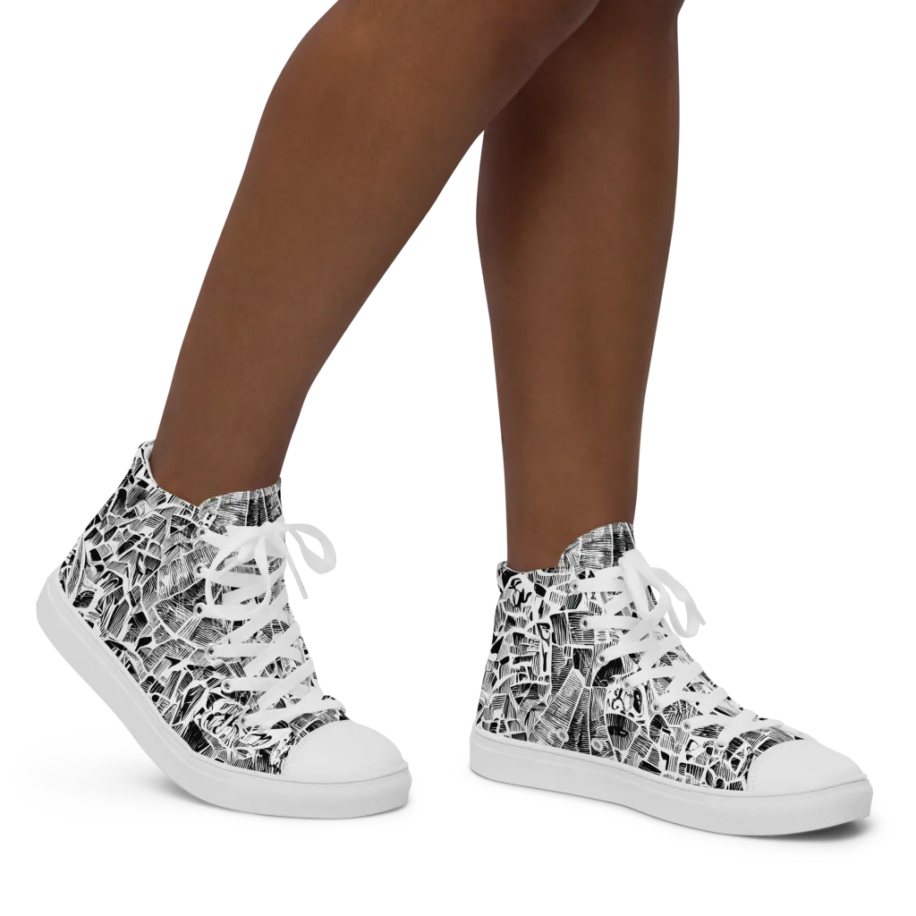 Monochrome Canopy on Women's High Top Canvas Shoes — Right