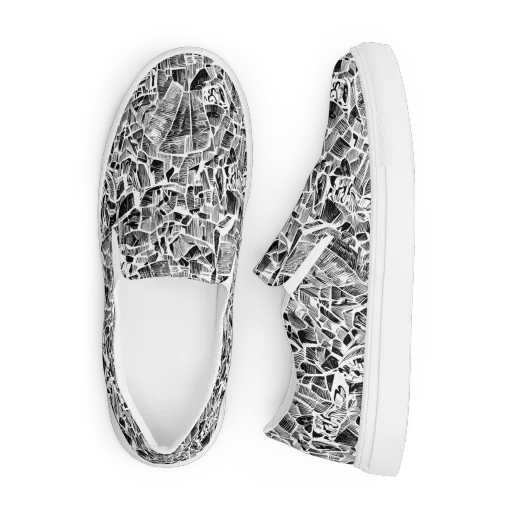 Monochrome Canopy on a Men's Slip-On Canvas Shoes