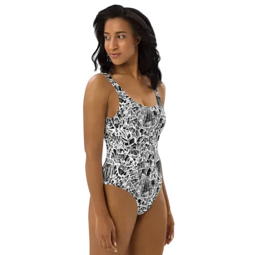 Monochrome Canopy on a One-Piece Swimsuit