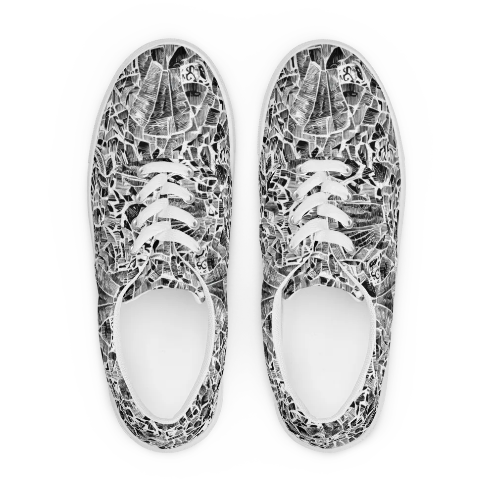 Monochrome Canopy on Men's Lace-Up Canvas Shoes — Front