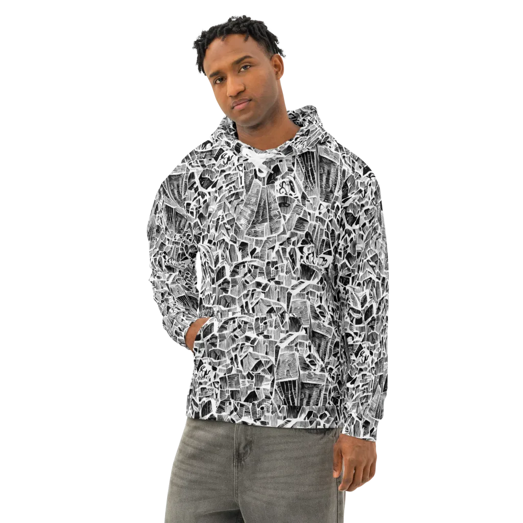 Monochrome Canopy on Cotton Hoodie — Left Front