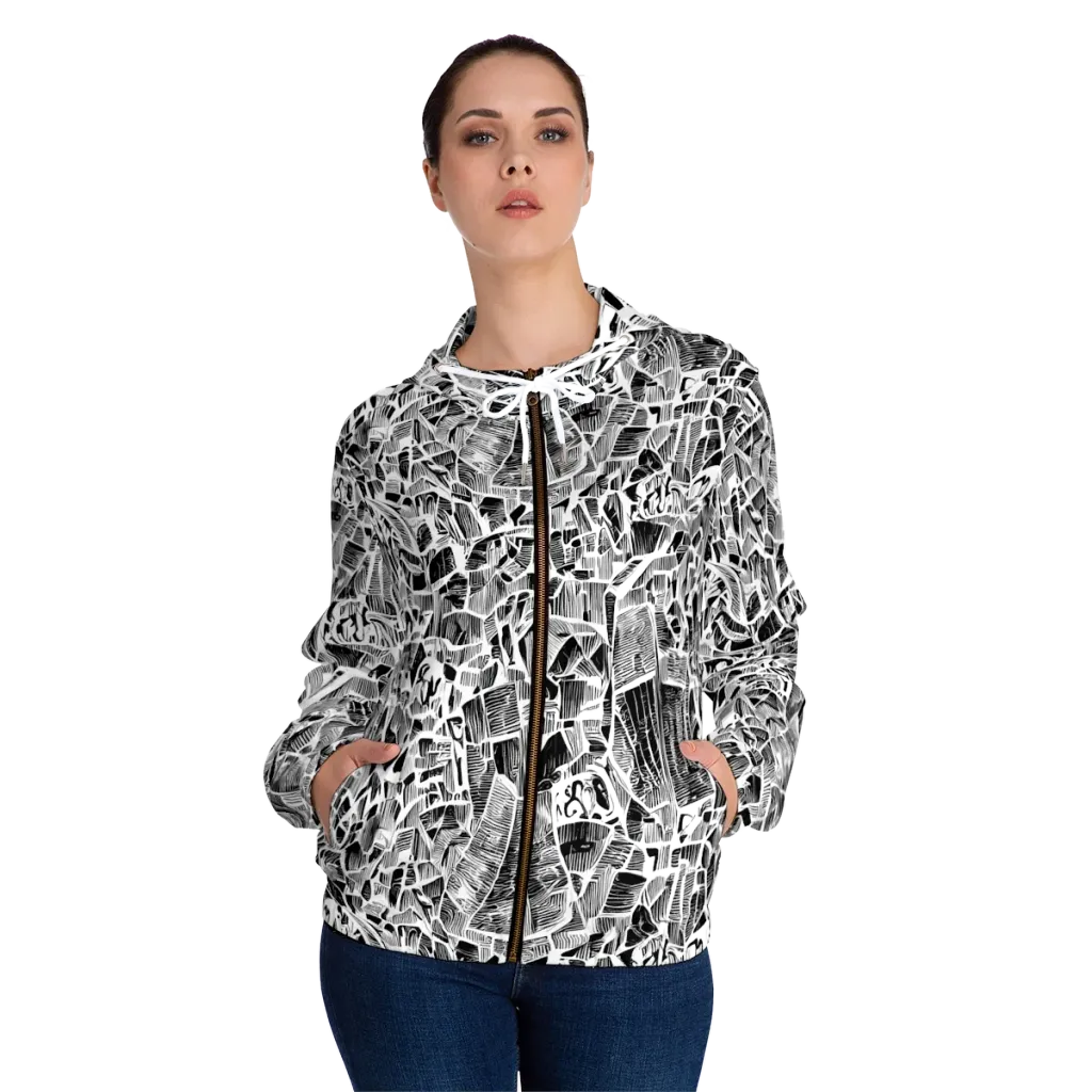 Monochrome Canopy on Women's Full-Zip Hoodie — Front On Person