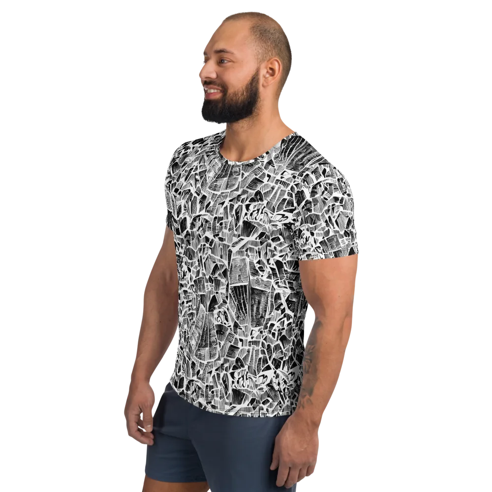 Monochrome Canopy on Men's Athletic T-Shirt — Left