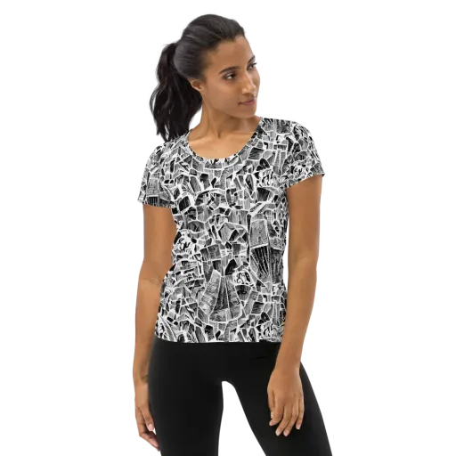 Monochrome Canopy on a Women's Athletic T-Shirt