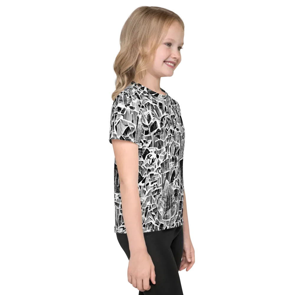 Monochrome Canopy on Kids Crew Neck T-Shirt — Right