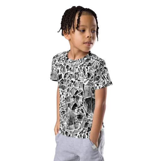 Monochrome Canopy on a Kids Crew Neck T-Shirt