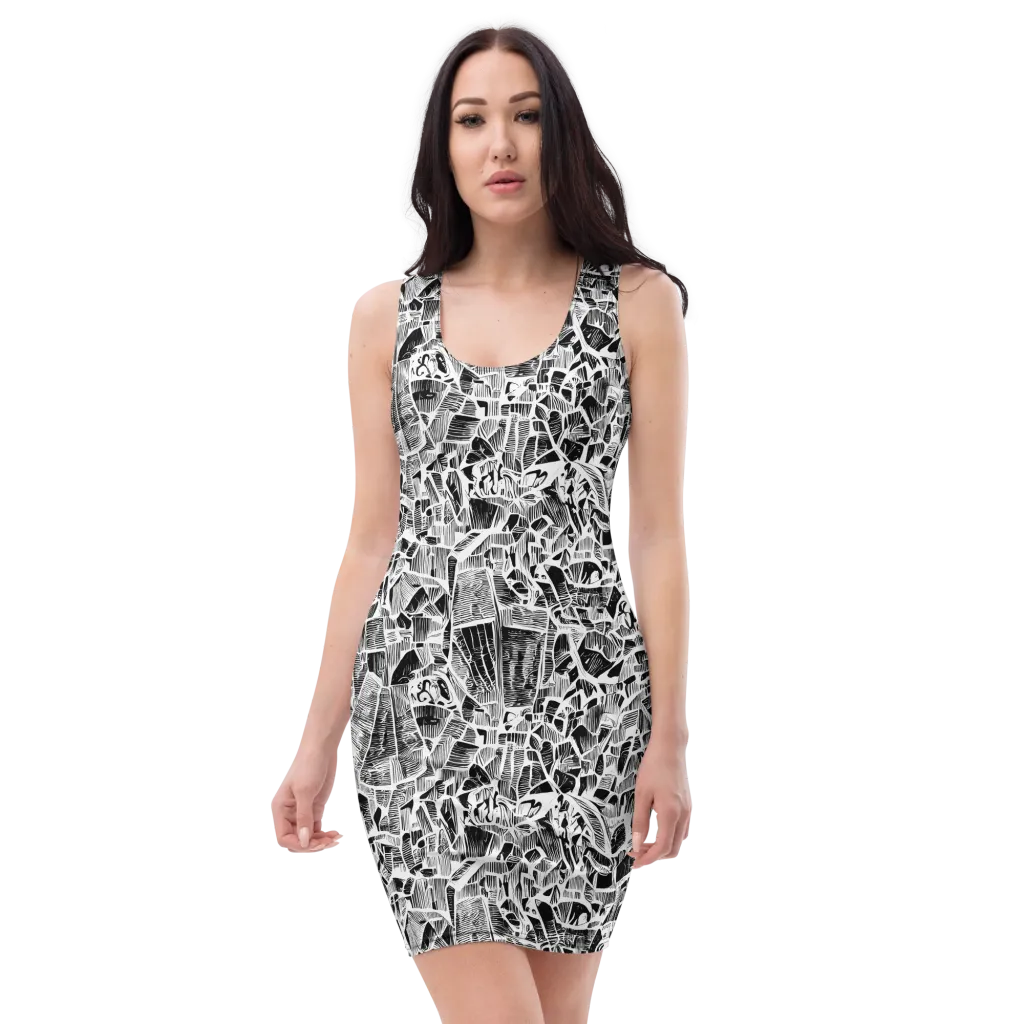 Monochrome Canopy on Bodycon Dress — Front