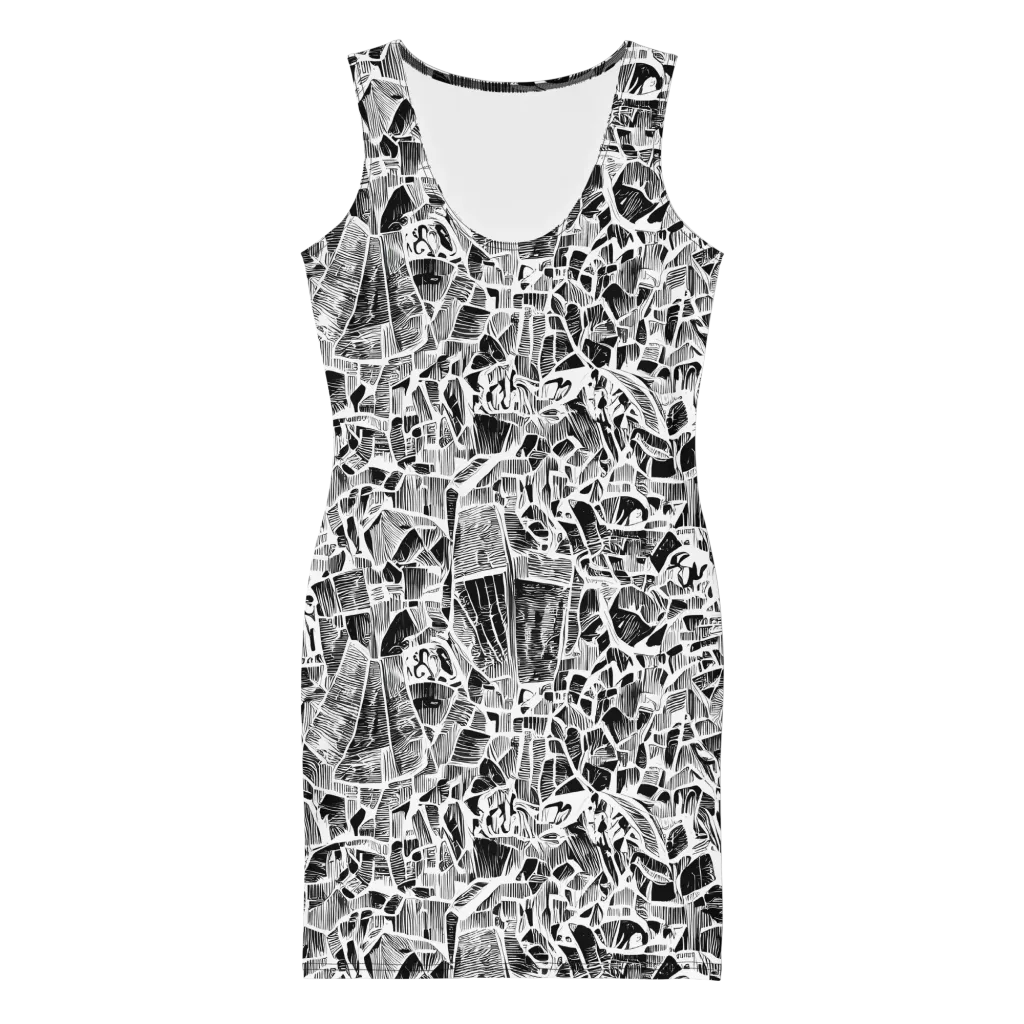 Monochrome Canopy on Bodycon Dress — Front