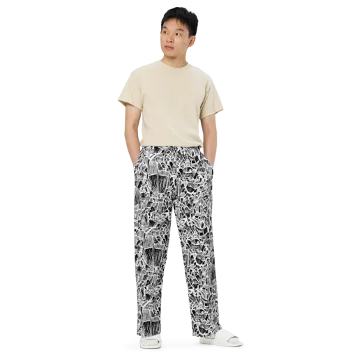 Monochrome Canopy on a Wide-Leg Pants