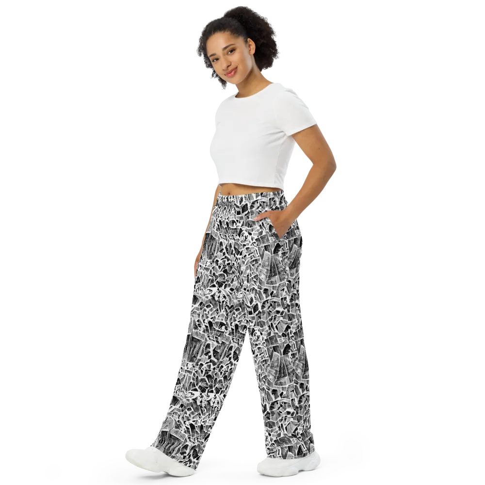 Monochrome Canopy on Wide-Leg Pants — Left Front
