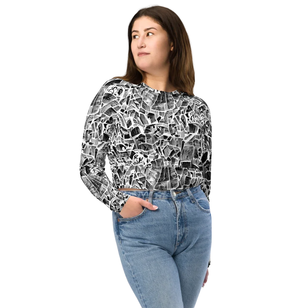 Monochrome Canopy on Long Sleeve Crop Top — Front