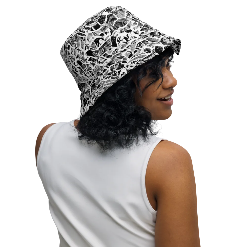 Monochrome Canopy on Reversible Bucket Hat — Right Outside