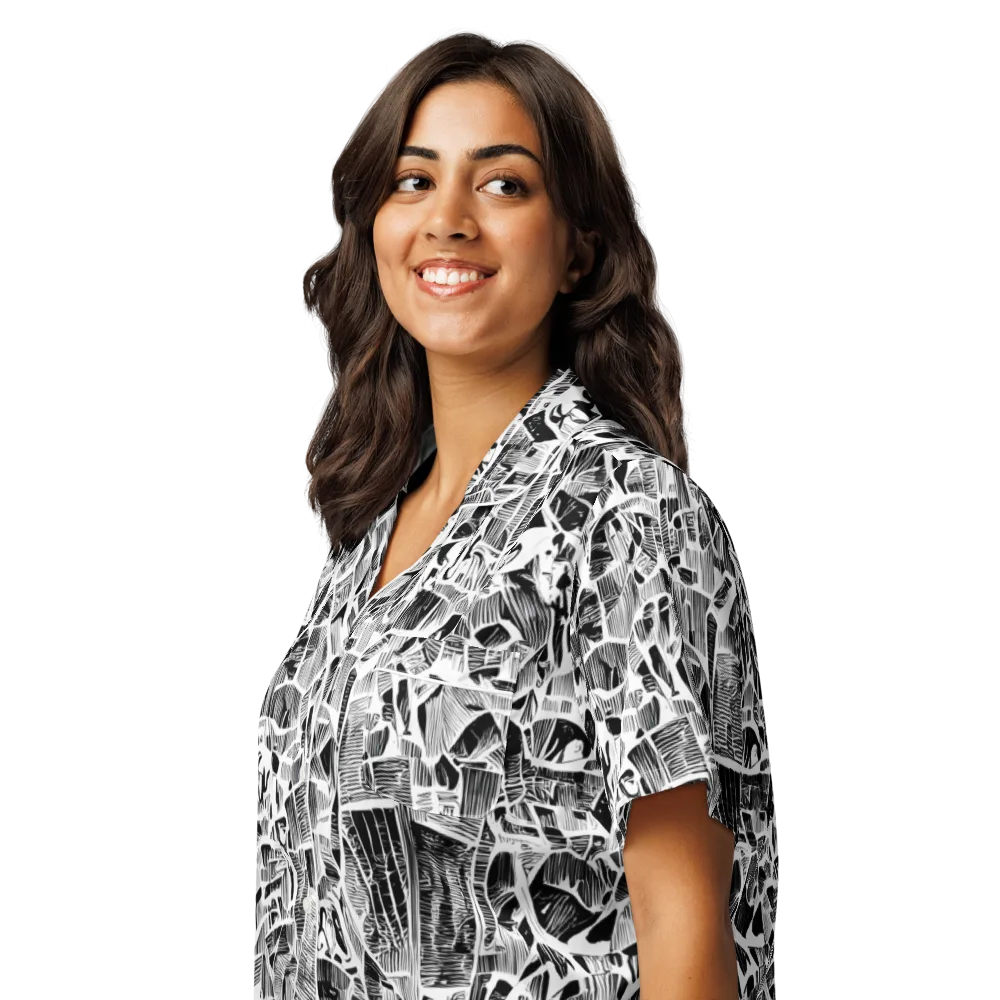 Monochrome Canopy on Women's Short Sleeve Pajama Top — Left Front