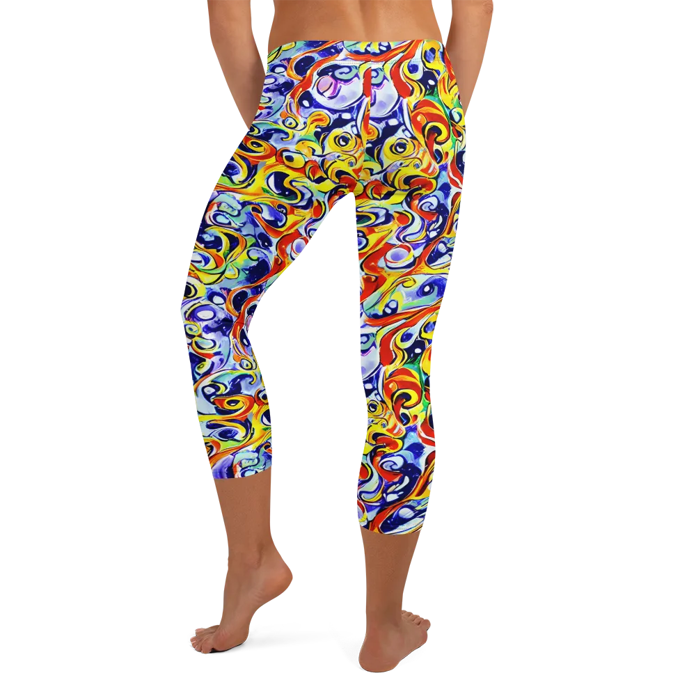 Painted Comet on Capri Leggings — Back