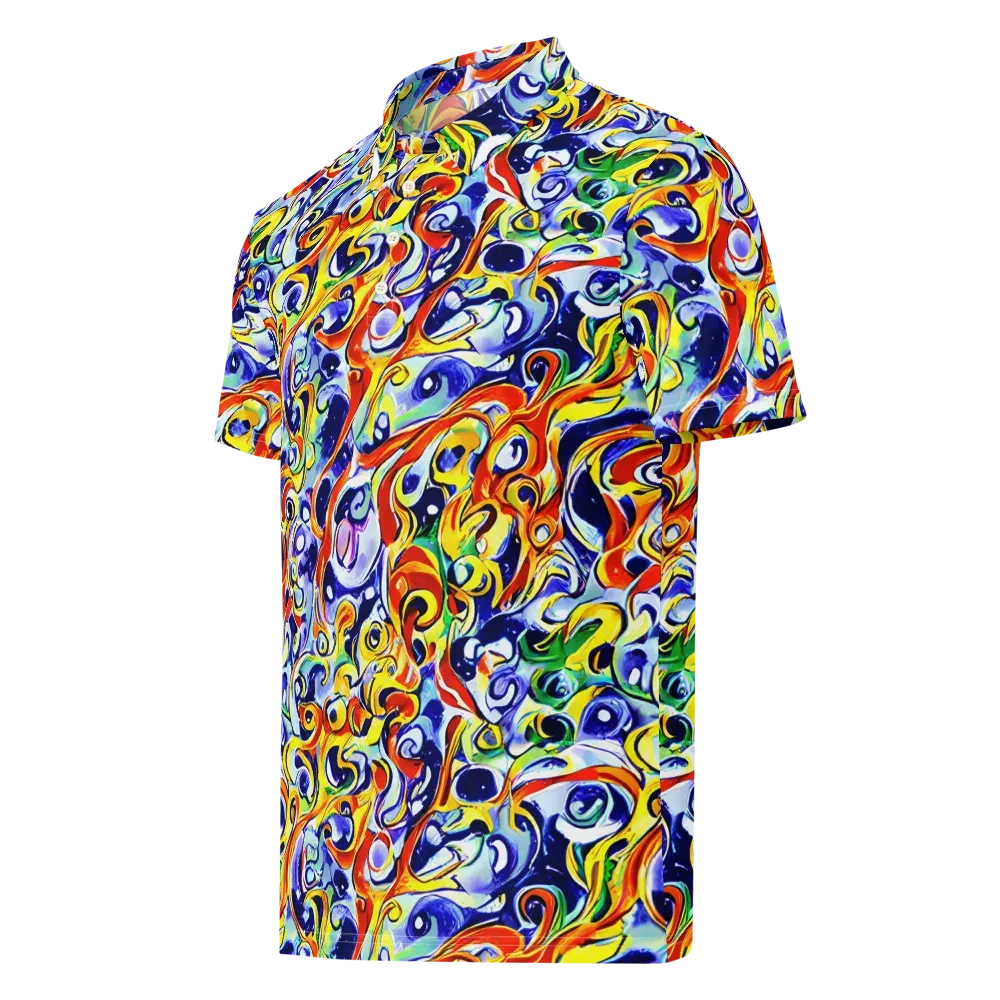 Painted Comet on Men's Slim Fit Polo Shirt — Left Front