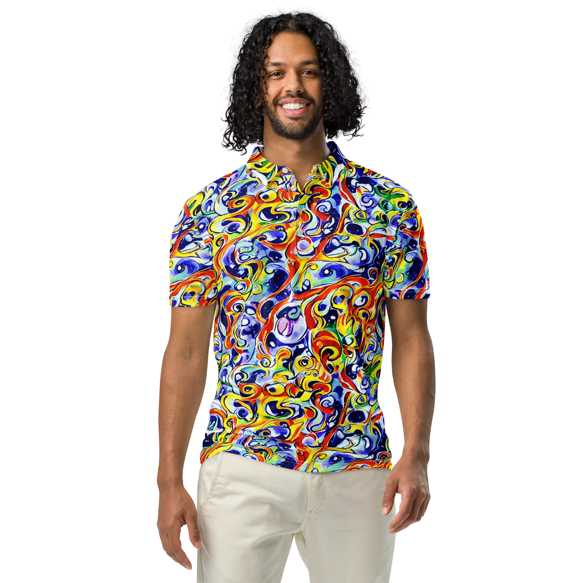 Painted Comet on Men's Slim Fit Polo Shirt — Front