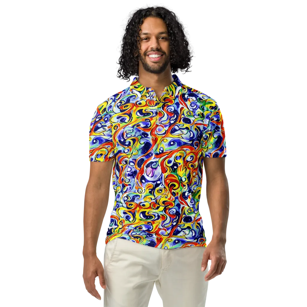 Painted Comet on Men's Slim Fit Polo Shirt — Front