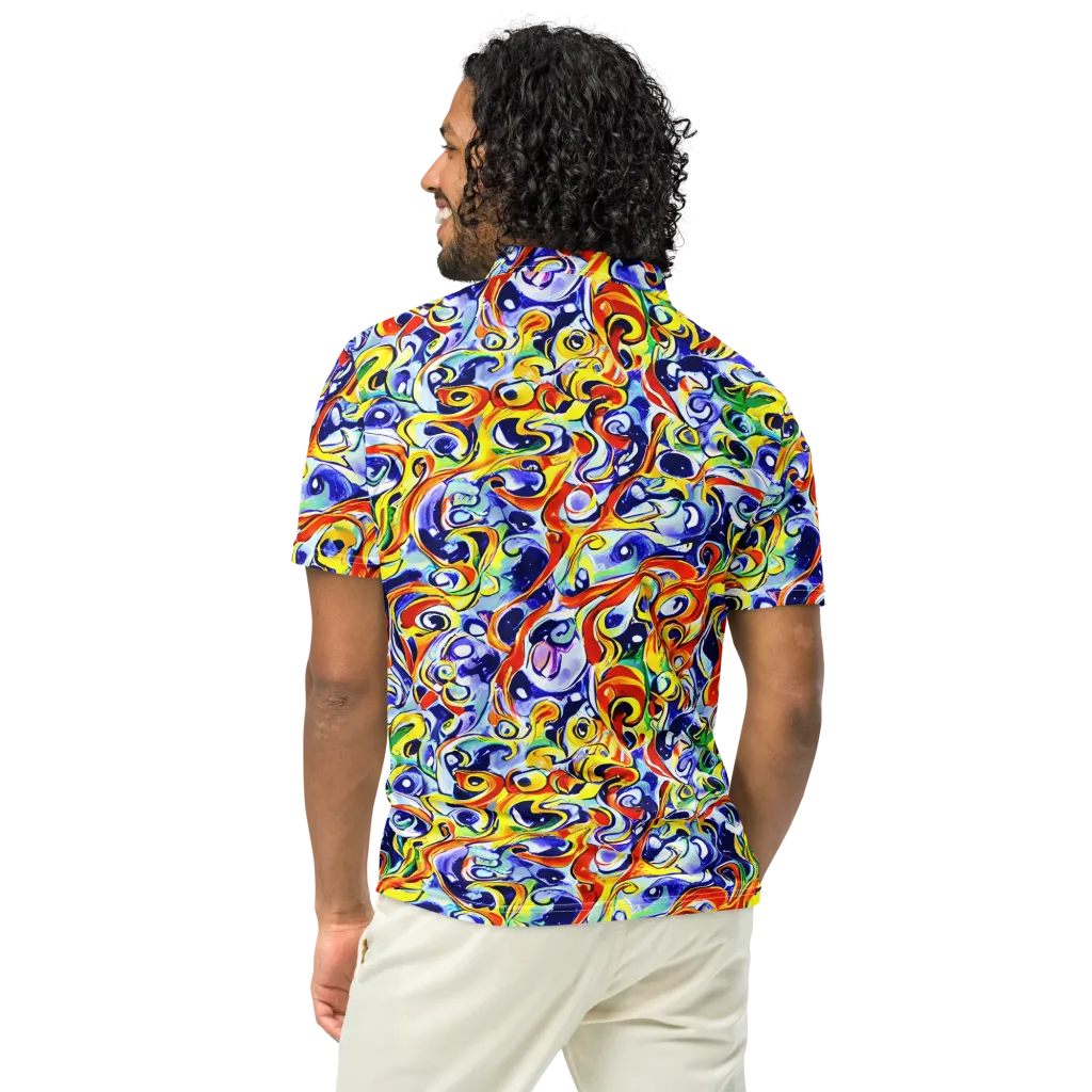 Painted Comet on Men's Slim Fit Polo Shirt — Back
