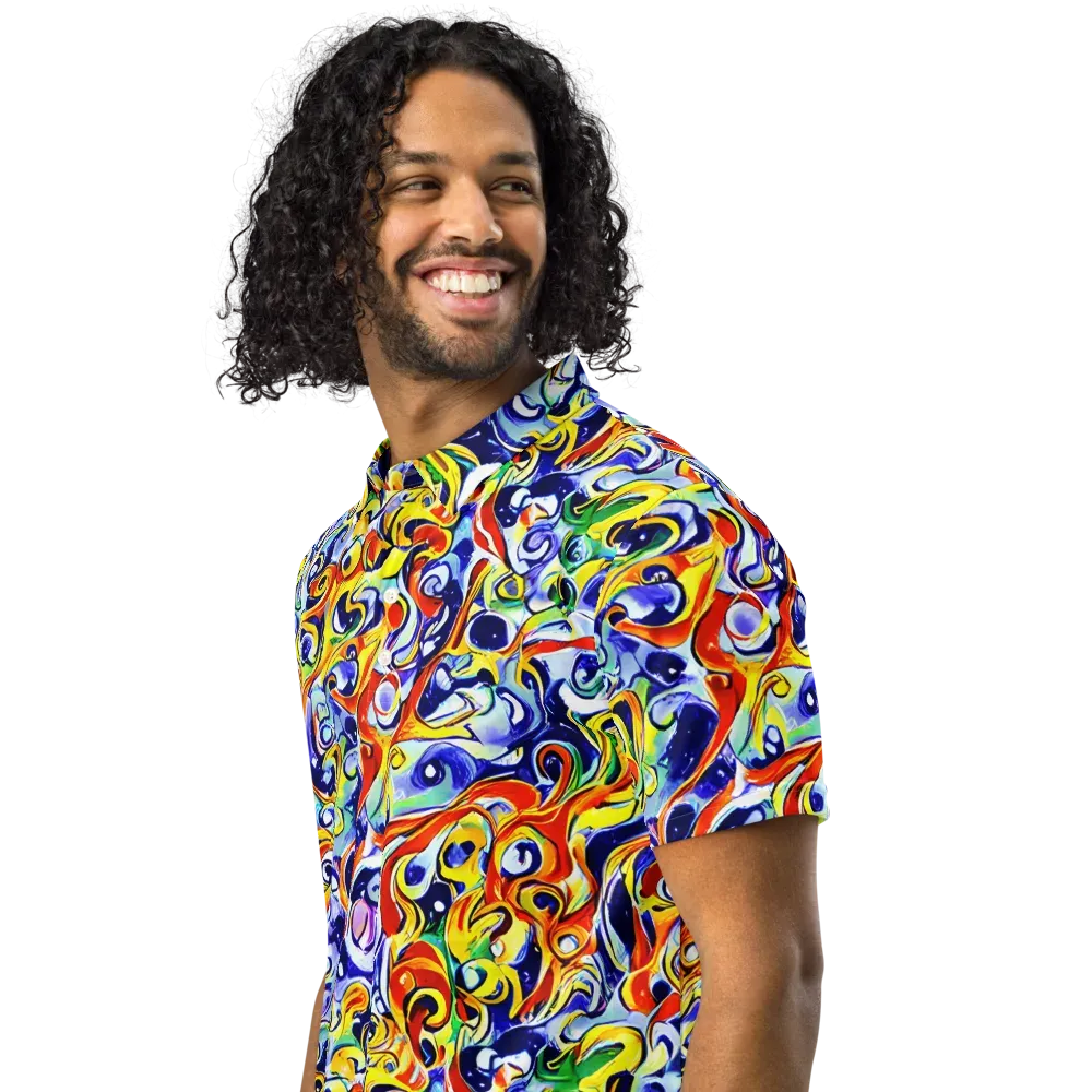 Painted Comet on Men's Slim Fit Polo Shirt — Left Front