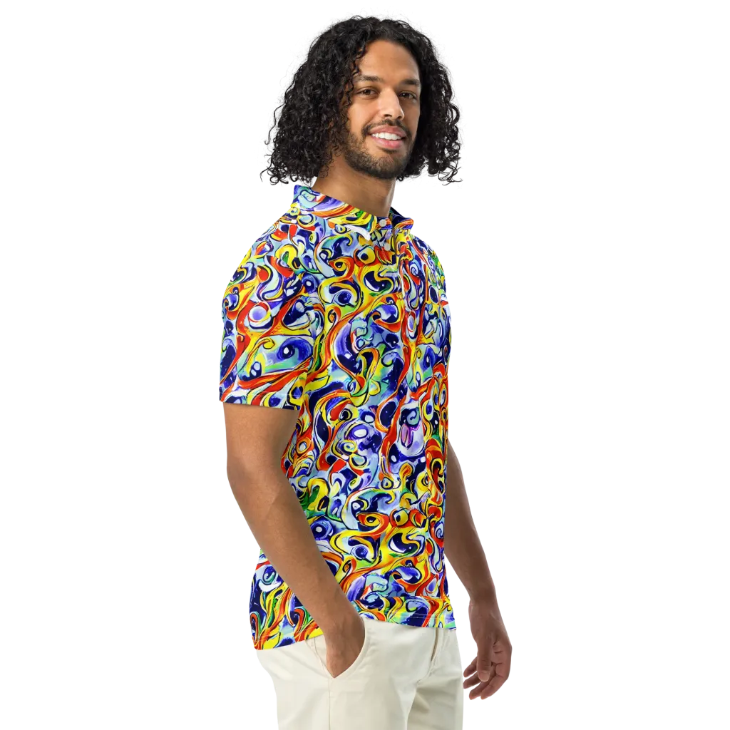 Painted Comet on Men's Slim Fit Polo Shirt — Right Front