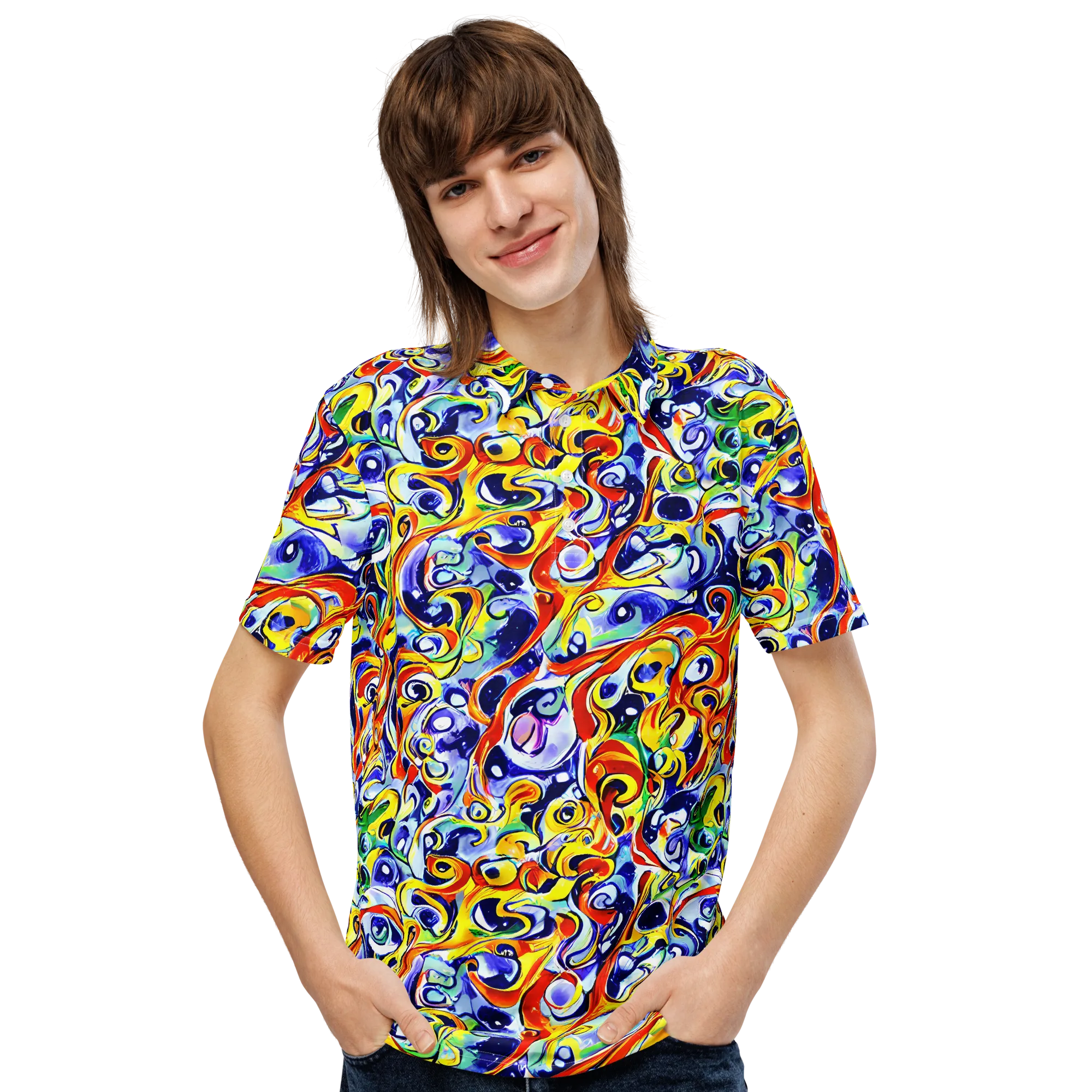 Painted Comet on Men's Slim Fit Polo Shirt — Front