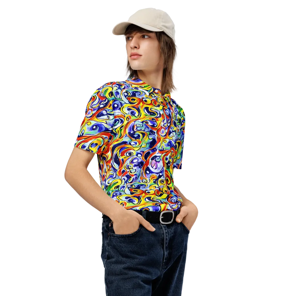 Painted Comet on Men's Slim Fit Polo Shirt — Right Front