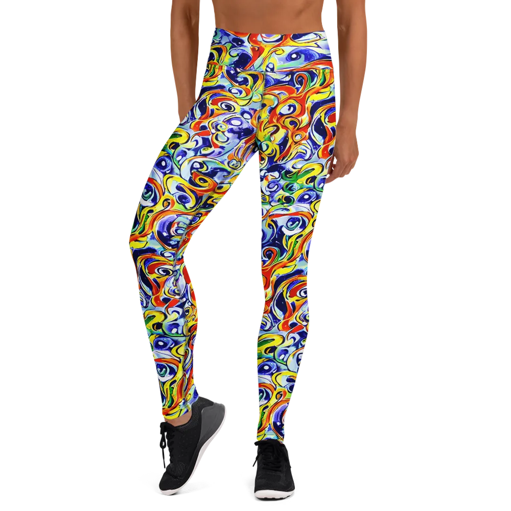 Painted Comet on Yoga Leggings — Front