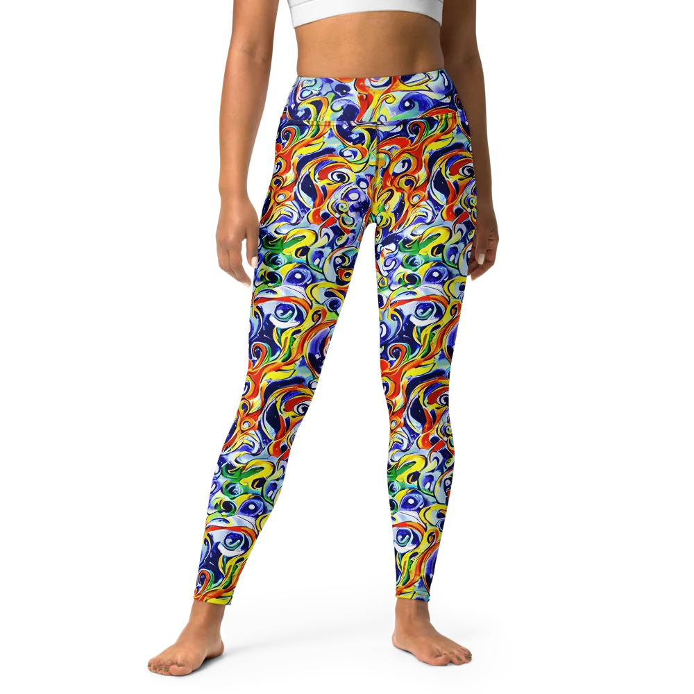 Painted Comet on Yoga Leggings — Front