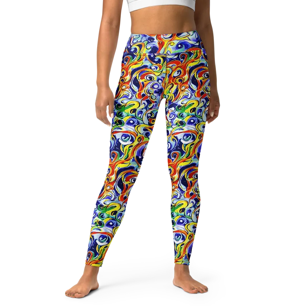 Painted Comet on Yoga Leggings — Front