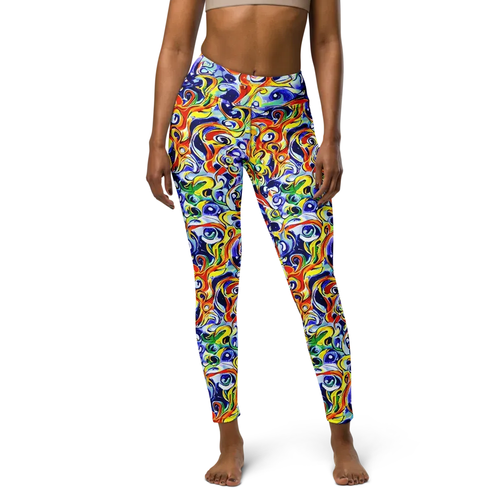 Painted Comet on Yoga Leggings — Front