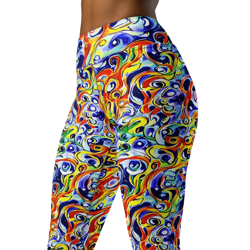Painted Comet on Yoga Leggings — Left Front
