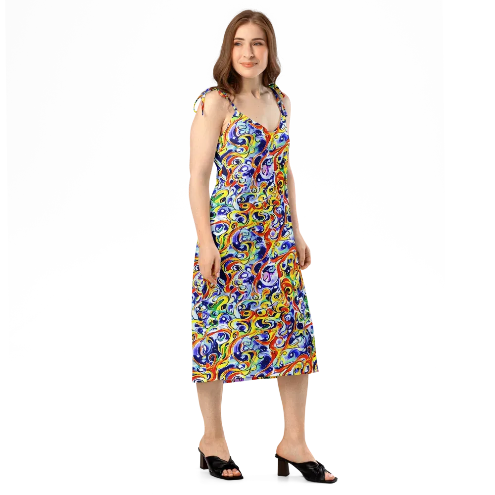 Painted Comet on Slip Dress — Right Front